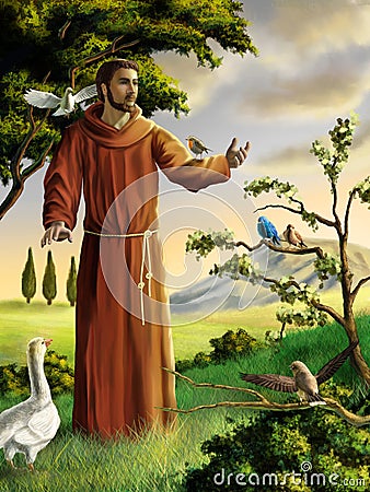 Saint Francis Cartoon Illustration