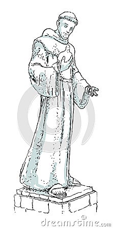 Saint Francis of Assisi sculptor drawing Stock Photo