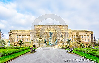 Saint George hall in Liverpool viewed from St. John's gardens, England Editorial Stock Photo