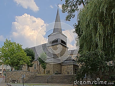 Saint-Gilles church in the village of Saint-Hubert Editorial Stock Photo