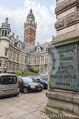 Saint Gilles city hall building in Brussels Editorial Stock Photo