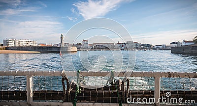 Rear view of a ferry leaving the port Editorial Stock Photo