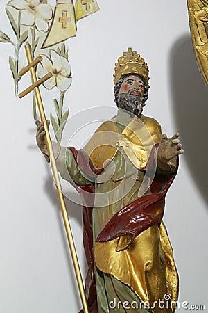 Saint Gregory, statue on the main altar in All Saints Church in Bedenica, Croatia Stock Photo