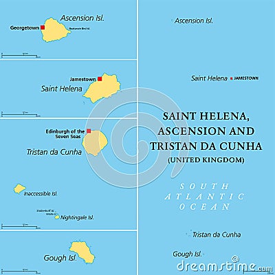 Saint Helena, Ascension and Tristan da Cunha, political map Vector Illustration