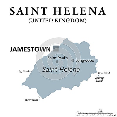 Saint Helena, gray political map, tropical island in the South Atlantic Vector Illustration