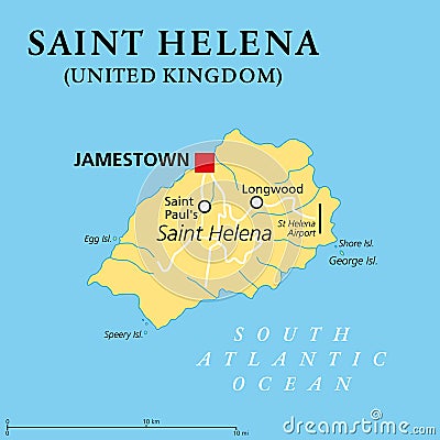 Saint Helena, political map, tropical island in the South Atlantic Vector Illustration