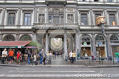 The Saint Hubert Gallery in Brussels, famous by its high end shops Editorial Stock Photo
