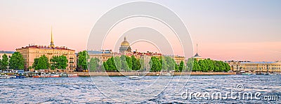 Saint Isaac Cathedral across Moyka river in St. Petersburg Stock Photo