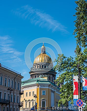 Saint Isaacâ€™s Cathedral or Isaakievskiy Sobor, one of the most important neoclassical monuments of Russian architecture,near Editorial Stock Photo