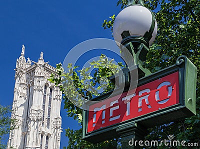 Saint Jacques Tower and Metro Paris France Editorial Stock Photo