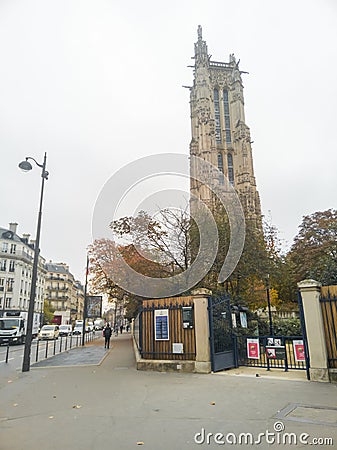 Saint-Jacques Tower, Paris, France vertical shot Editorial Stock Photo