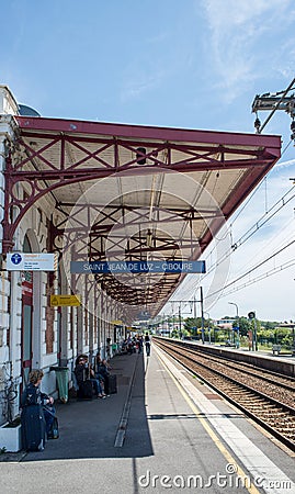 Saint Jean de Luz - Ciboure train station. Aquitaine, France. Editorial Stock Photo