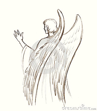 Pencil drawing. The angel Gabriel appeared to Mary Stock Photo