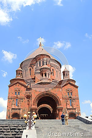 Saint John the Baptist Church, Abovyan in the background of blue sky Editorial Stock Photo