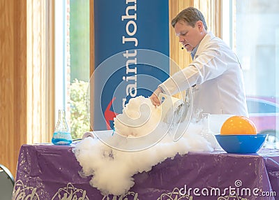 Science Demonstration With Thick Fog Editorial Stock Photo