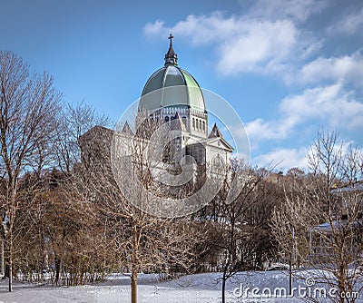 Saint Joseph Oratory with snow - Montreal, Quebec, Canada Stock Photo