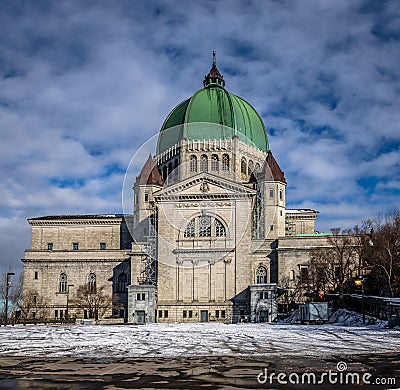 Saint Joseph Oratory with snow - Montreal, Quebec, Canada Stock Photo