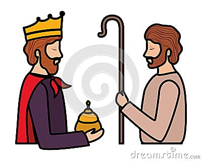 Saint joseph with wise king character Vector Illustration