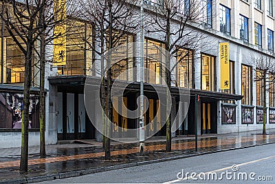 Saint-Josse, Brussels Capital Region, Belgium: Facade, entrancer and sign of the Flemish Parliament building Editorial Stock Photo