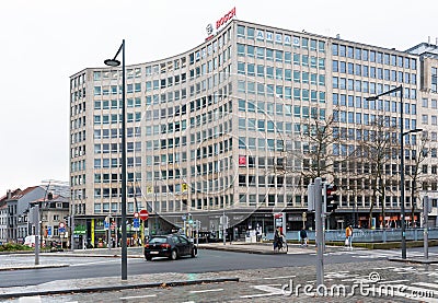 Saint-Josse, Brussels Capital Region, Belgium : Madou square with the building of the Vlaams Belang right wing Editorial Stock Photo