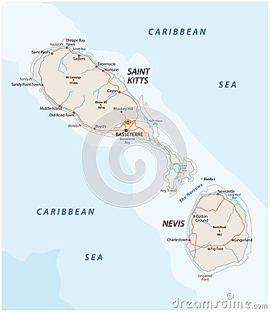 Saint kitts and nevis road vector map Vector Illustration