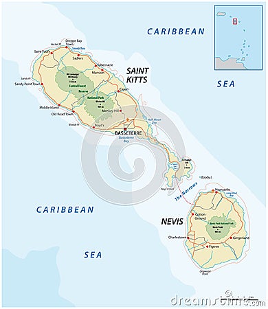 Saint kitts and nevis vector road map Vector Illustration