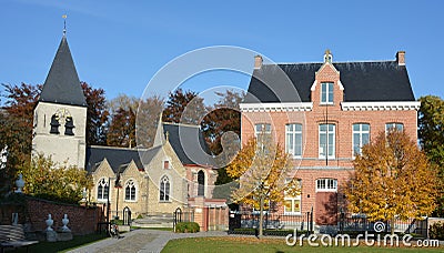 Saint Lambertus church and vicarage of the village Gestel, part of Berlaar, Belgium Stock Photo