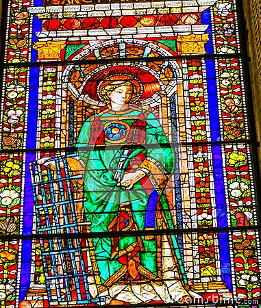 Saint Laurentius Stained Glass Santa Maria Novella Church Florence Italy Editorial Stock Photo