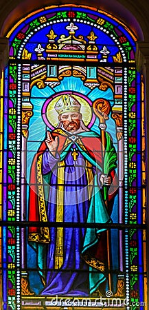 Saint Lazarus - Stained Glass in Antibes Church Stock Photo
