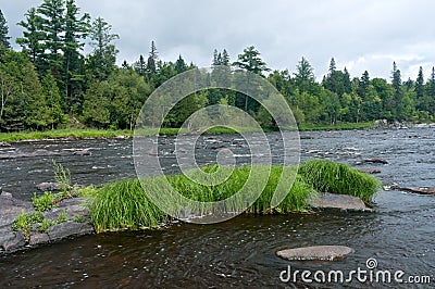 Saint Louis River and Rock Outcropping Stock Photo