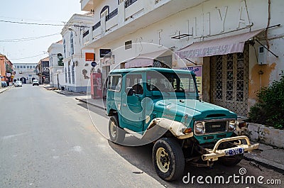 Saint-Louis, Senegal - October 17, 2013: Classic Toyota Land Cruiser 40 series offroad vehicle in street Editorial Stock Photo