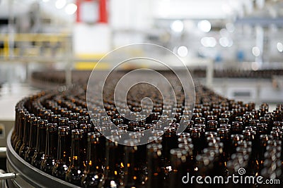The bottles at the Anheuser-Busch Budweiser beer factory, Saint Louis, USA Editorial Stock Photo