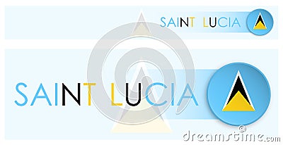 SAINT LUCIA flag horizontal web banner in modern neomorphism style. Webpage ST LUCIA country header button for mobile application Vector Illustration