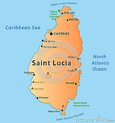 Saint Lucia map Stock Photo