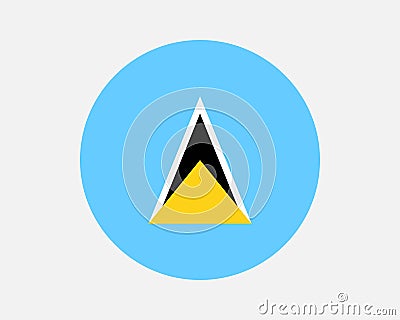 Saint Lucia Round Country Flag. St. Lucian Circle National Flag Vector Illustration