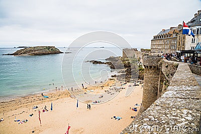 Saint-Malo Beach Editorial Stock Photo