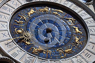 St. Marco astrnomical clocks with zodiac, Venice Stock Photo