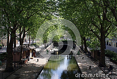 Saint Martin Canal, Paris, France Stock Photo