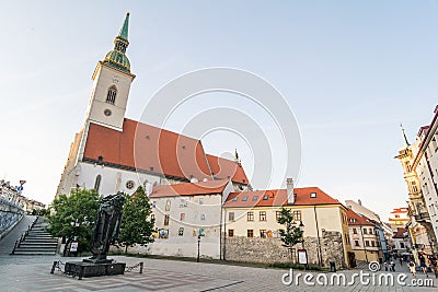 Saint Martin cathedral and square in Bratislava Editorial Stock Photo