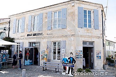 Saint Martin de Re, Charente / France - 05 02 2019 : the only one shop for Tintin in France in Isle Ile de Re Editorial Stock Photo