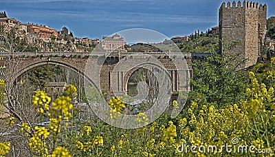 Saint Martin`s bridge, Toledo, Spain Stock Photo