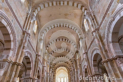 Saint Mary Magadalene abbey, Vezelay, France, interiors Editorial Stock Photo