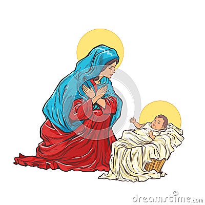 saint Mary mother of jesus Vector Illustration