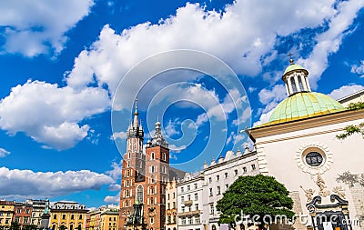 Saint Mary`s basilica and church of Saint Adalbert in main squar Stock Photo