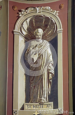 Saint Matthew the Apostle, fresco in the church of St Peter in Ivanic Grad, Croatia Editorial Stock Photo