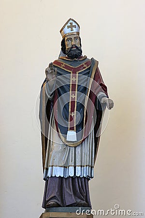Saint Methodius, statue on the main altar in the church of Saint George in Durdic, Croatia Editorial Stock Photo