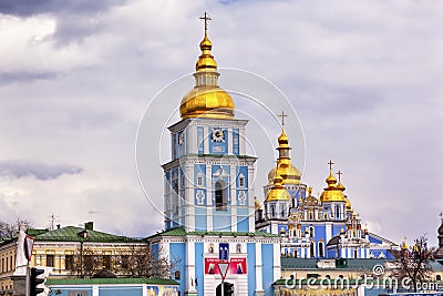 Saint Michael Cathedral Spires Tower Kiev Ukraine Stock Photo