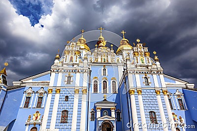 Saint Michael Monastery Cathedral Spires Kiev Ukraine Stock Photo