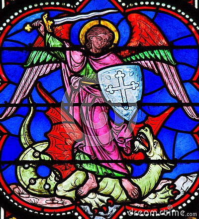 Saint Michael Slaying Satan Stock Photo