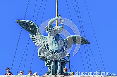 Saint Michael Statue Tourists Castel Sant Angelo Rome Italy Editorial Stock Photo